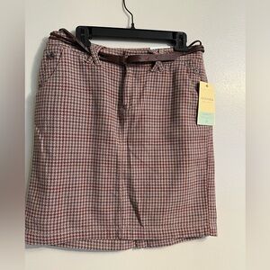 Sonoma Cotton Modern Fit Brown Plaid Cotton Skirt W/Pockets Belted Sz 10 NWT